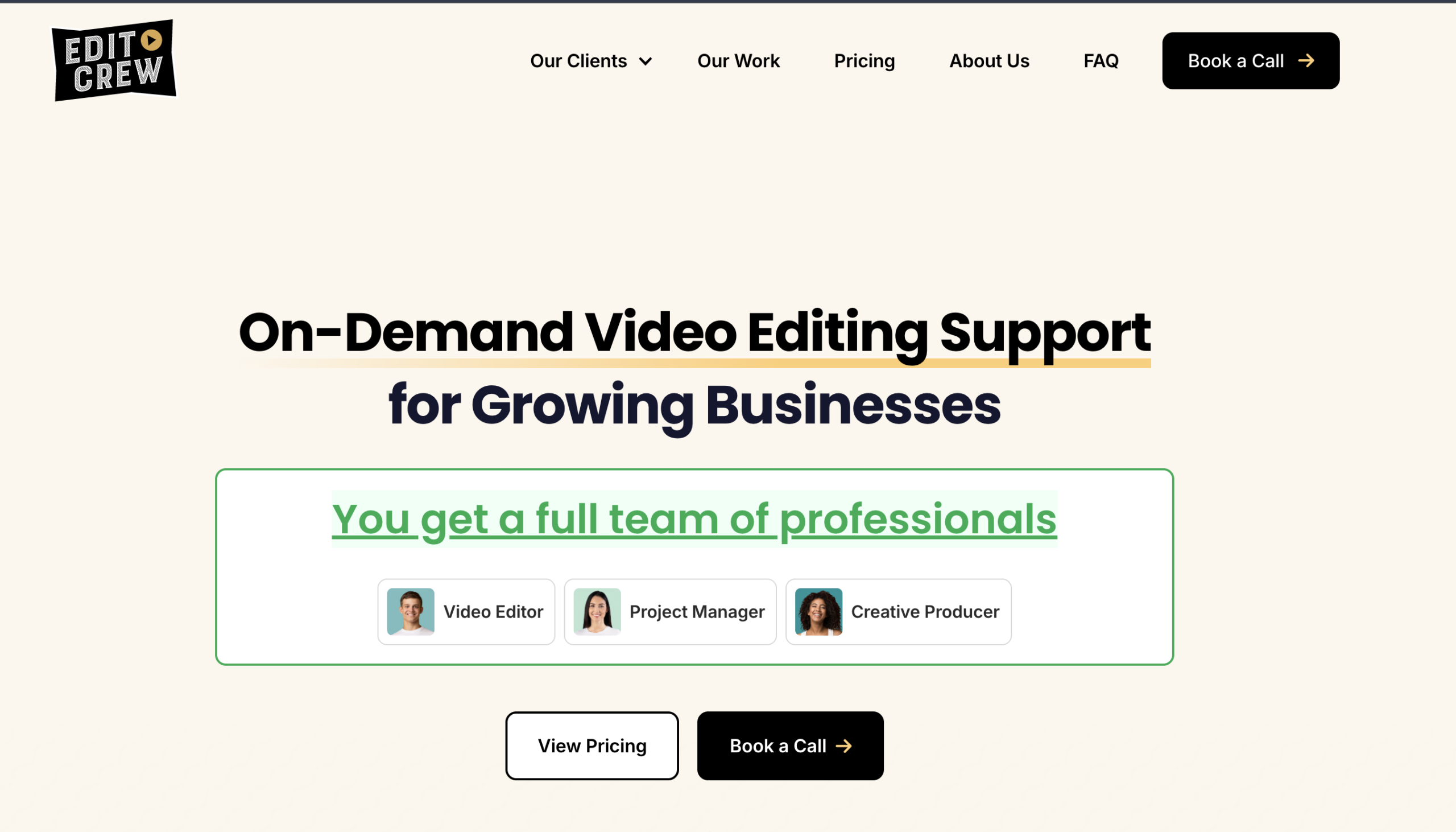 Edit Crew managed editing team for agencies